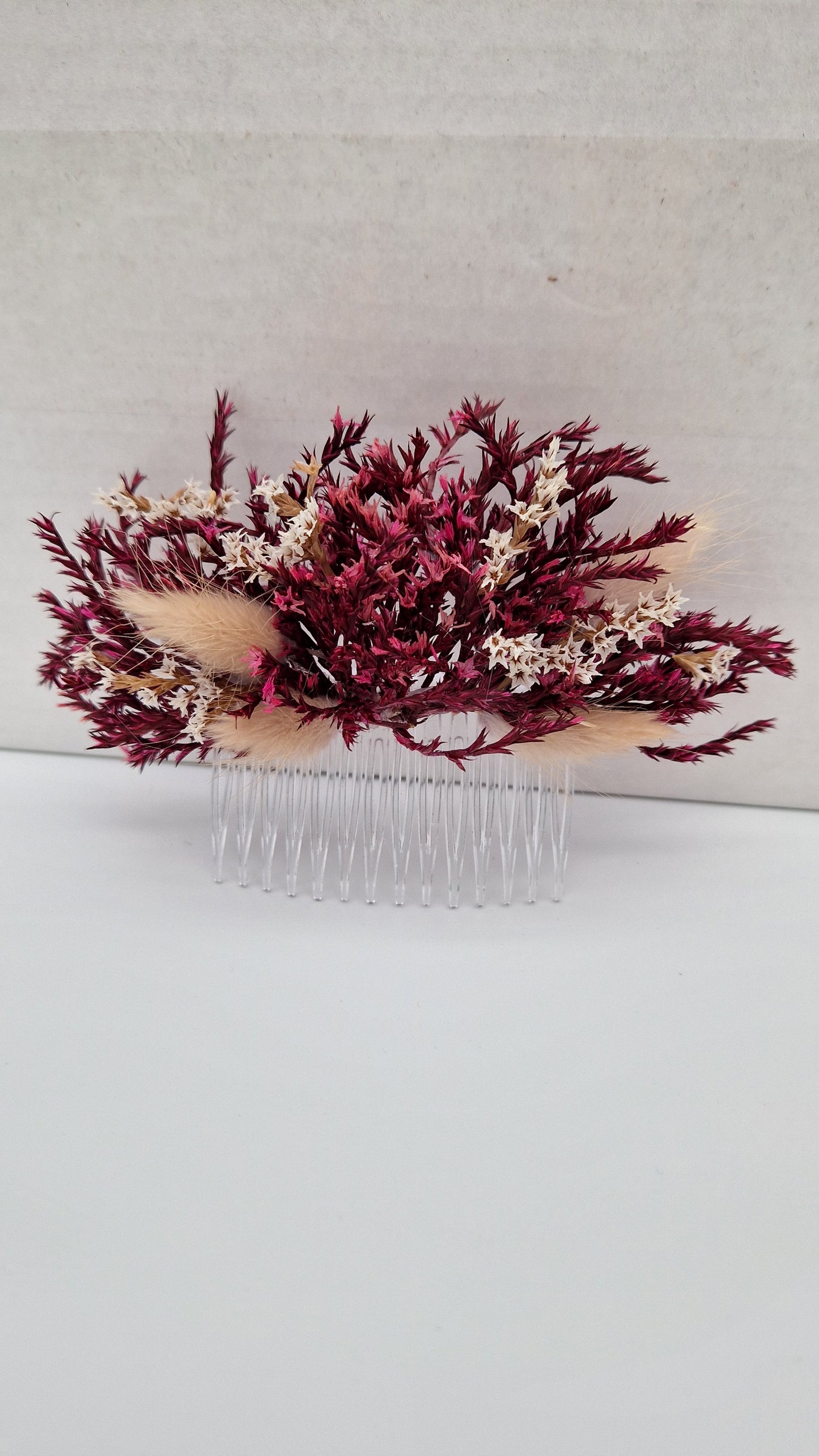 Trockenblumen Haarkamm Haarschmuck Rot Tatarica
