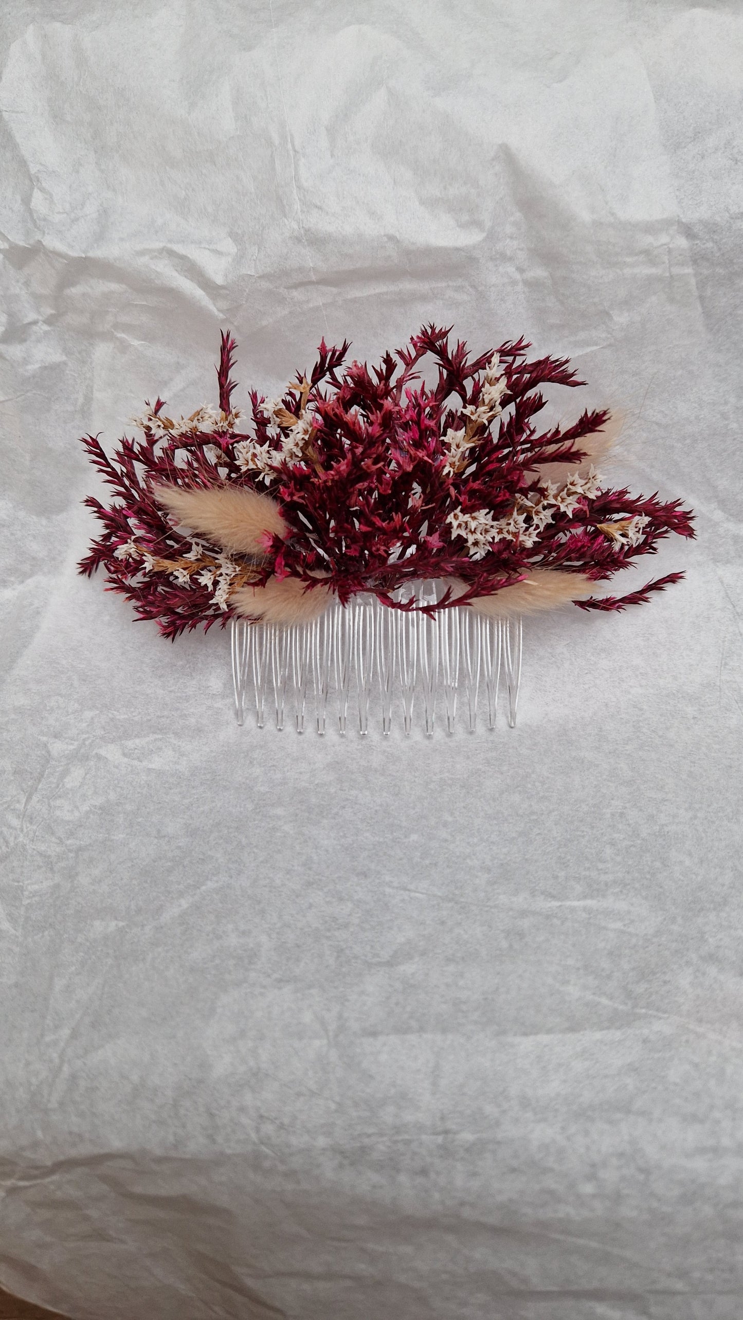 Trockenblumen Haarkamm Haarschmuck Rot Tatarica