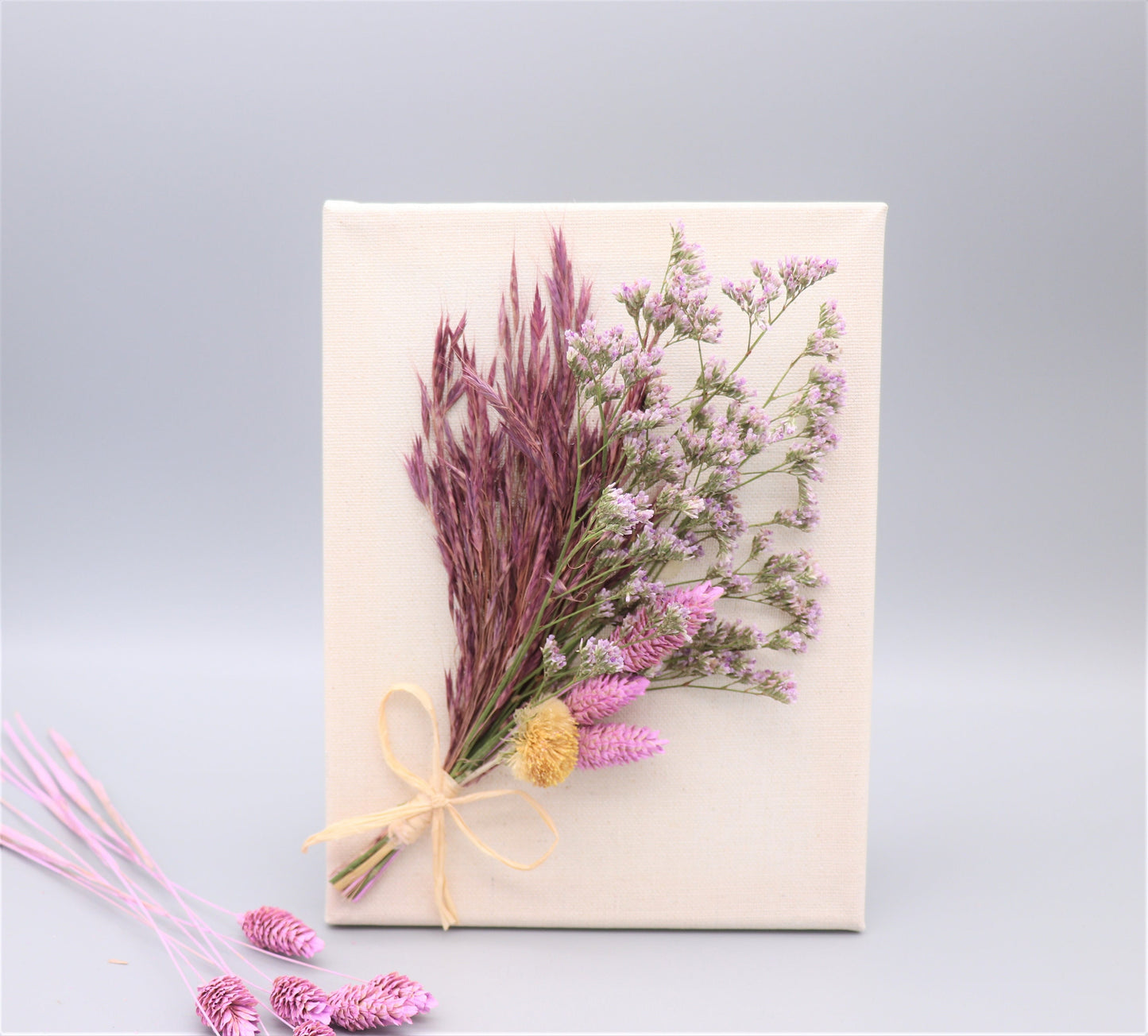Trockenblumenstrauß mit Keilrahmen Rahmen Bilderrahmen Flower Bouquet Leinwand