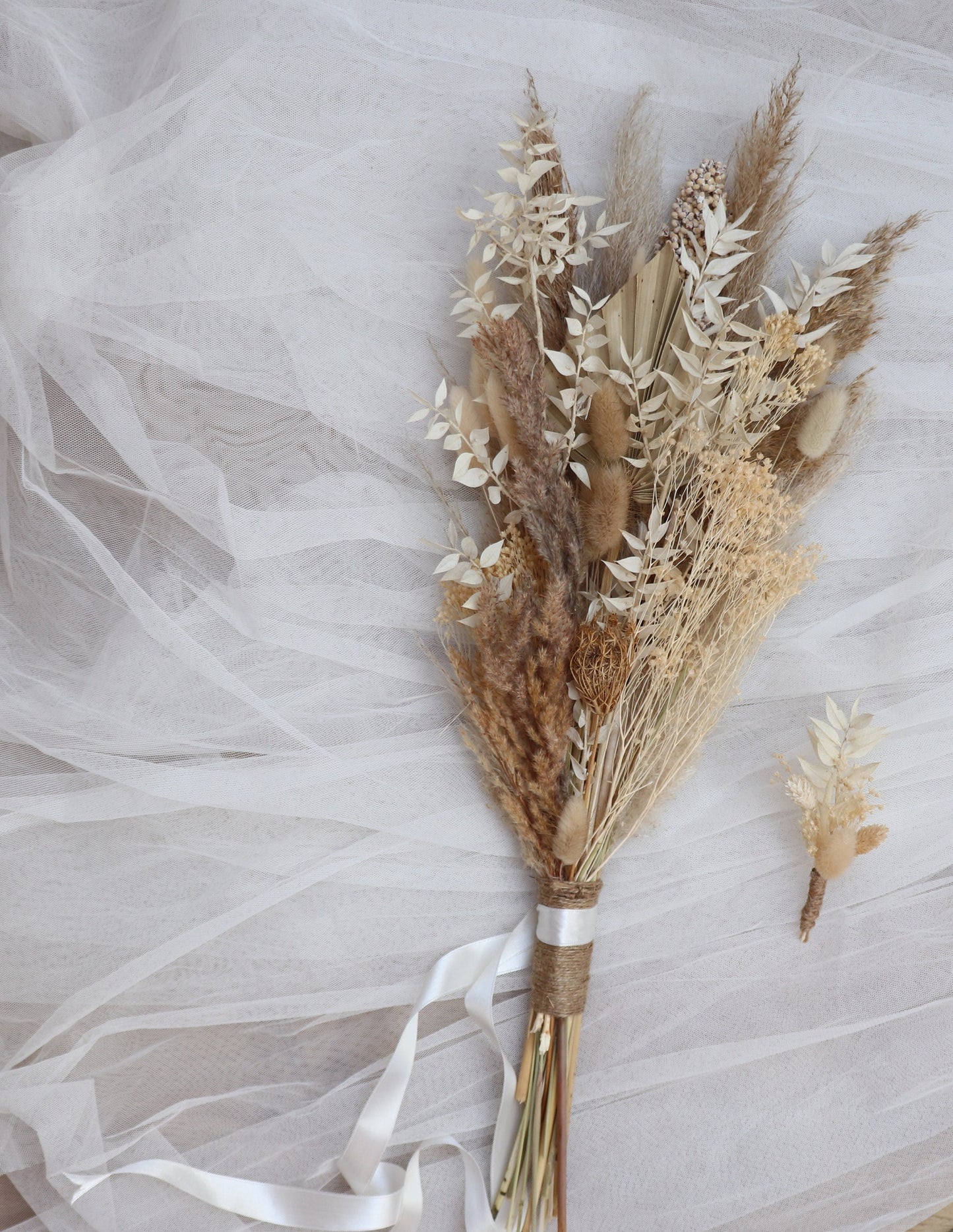 Trockenblumen Brautstrauß Bride Bouquet, Ruscus Boho